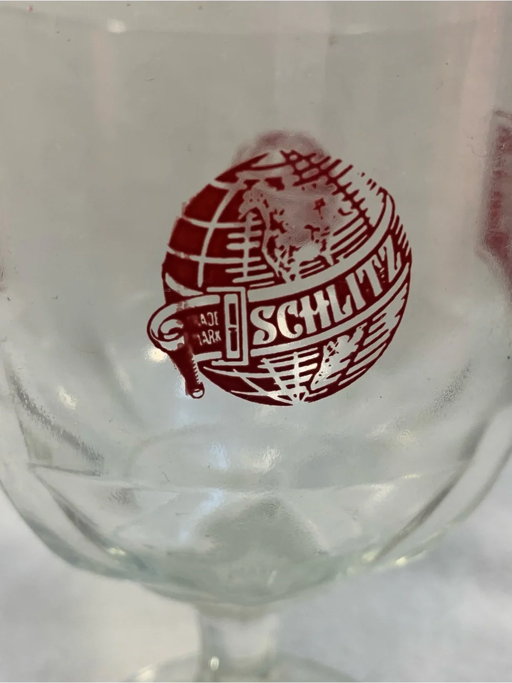 Red Schlitz Beer Goblet Glass - 6” stemmed vintage